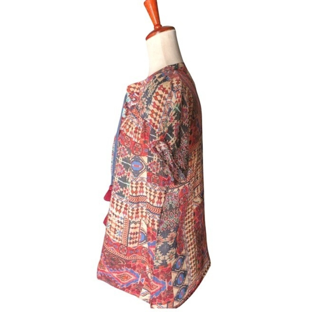 Johnny Was Workshop Patchwork Tassel Tunic Shirt … - image 3